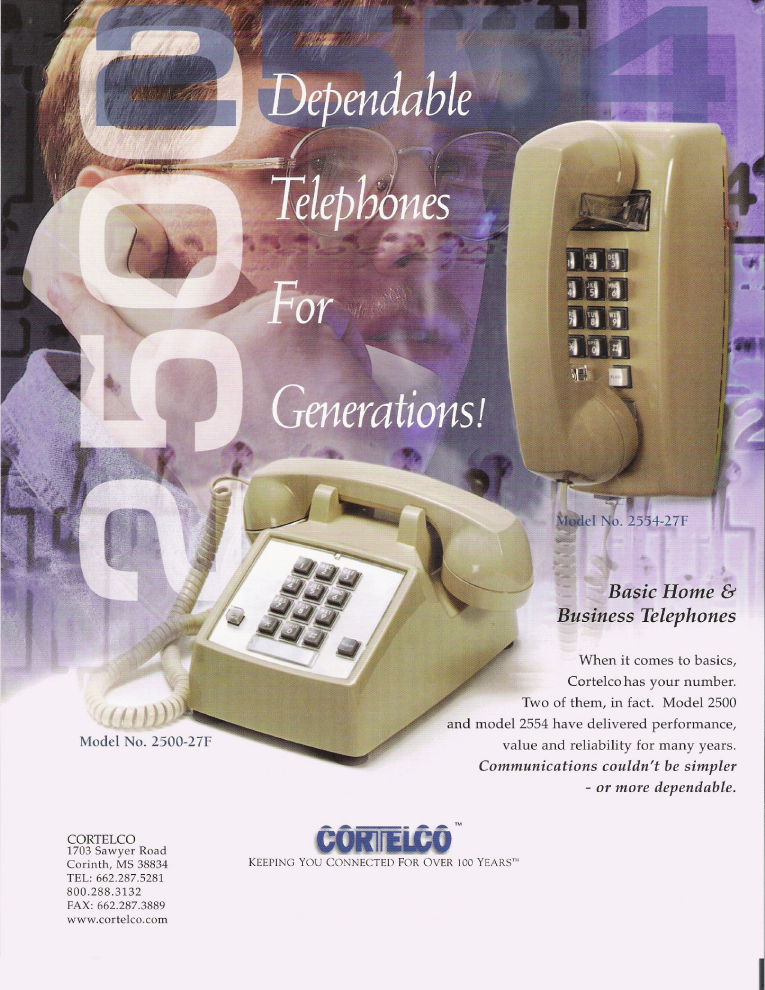 1990s Cortelco / ITT 2554 mini wall phone advertisement